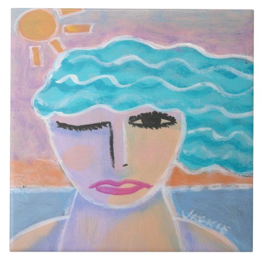 Morning Sky Origineel Abstract schilderij Tegeltje (Voorkant)