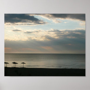 Morning sky over strand in Griekenland Foto Poster