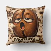 Morning, sleepy coffee bean funny relatable coffee kussen (Achterkant)