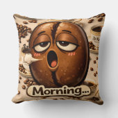 Morning, sleepy coffee bean funny relatable coffee kussen (Voorkant)