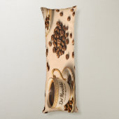 Morning, sleepy coffee bean funny relatable coffee lichaamskussen (Achterkant (Verticaal))