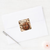 Morning, sleepy coffee bean funny relatable square vierkante sticker (Envelop)