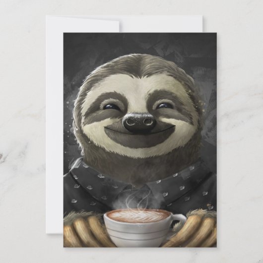 Morning Sloth Coffee Black Feestdagenkaart (Voorkant)