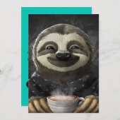 Morning Sloth Coffee Black Feestdagenkaart (Voorkant / Achterkant)