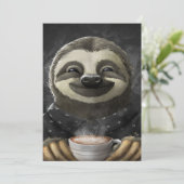Morning Sloth Coffee Black Feestdagenkaart (Staand voorkant)