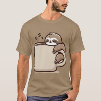 Morning Sloth – Hanging on Coffee T-shirt