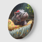 Morning Snuggles: Baby Hippo ontwaakt in een mand, Grote Klok (Hoek)