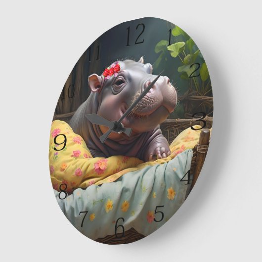 Morning Snuggles: Baby Hippo ontwaakt in een mand, Grote Klok (Hoek)