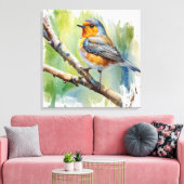 Morning Song robin vogel schilderij muurkunst Canvas Afdruk (Insitu (Woonkamer))