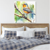 Morning Song robin vogel schilderij muurkunst Canvas Afdruk (Insitu (Slaapkamer))