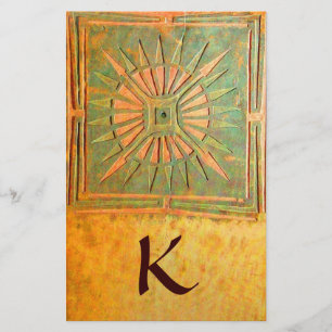 MORNING STAR MONOGRAM ,groen, bruin geel wit Briefpapier