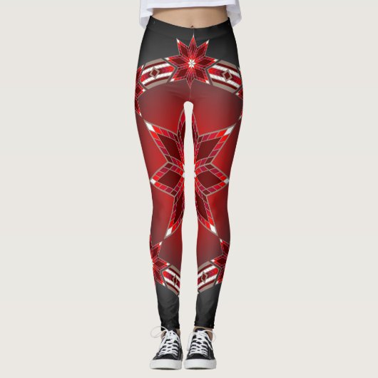 Morning Stars (rood) Leggings (Voorkant)