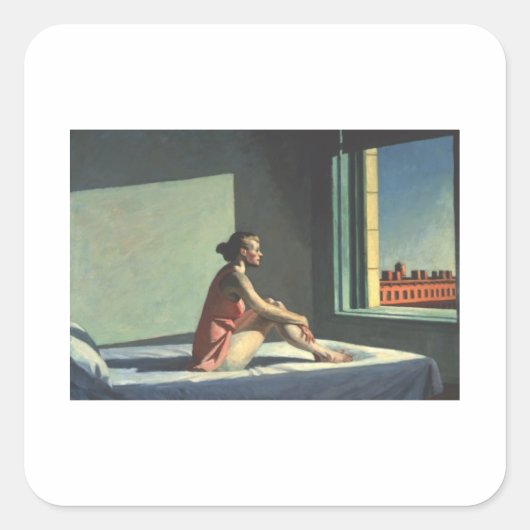 Morning Sun - Edward Hopper Vierkante Sticker (Voorkant)