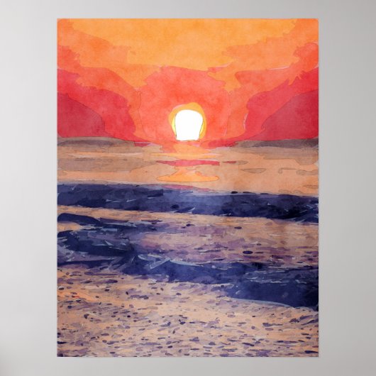 Morning Sun over Atlantische Oceaan Poster (Voorkant)