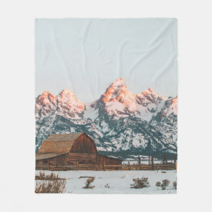 Morning Sunrise Cabin in Grand Teton National Park Fleece Deken