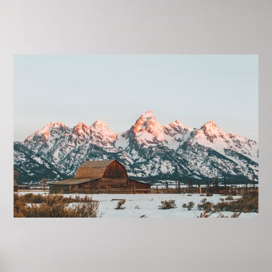Morning Sunrise Cabin in Grand Teton National Park Poster (Voorkant)