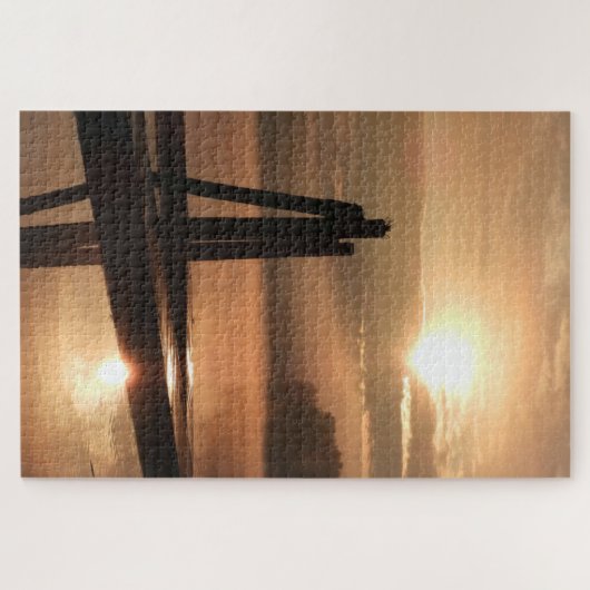 Morning Sunrise over de CT-rivier de Jigzaag Puzzl Legpuzzel (Horizontaal)