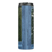 Morning Surprise, een met dauw bedekt spinnenweb Thermosbeker (Achterkant)