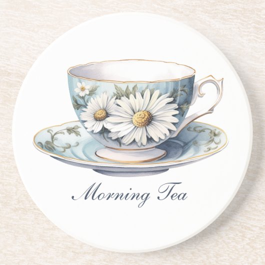  "Morning Tea" Floral Teacup Zandsteen Onderzetter (Voorkant)
