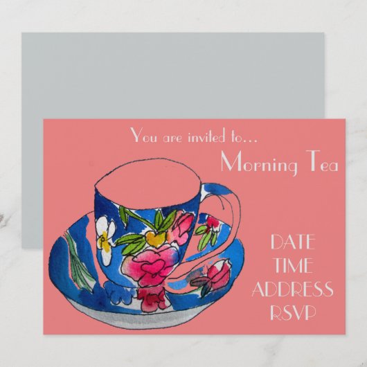 Morning Tea retro  tea Cup café party Kaart (Voorkant / Achterkant)