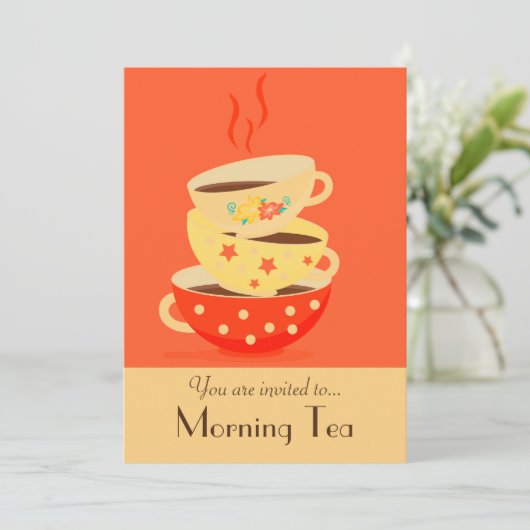 Morning Tea retro tea cups Kaart (Staand voorkant)