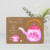 Morning Tea retro  theepot café party Kaart (Staand voorkant)