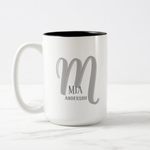 Morning Vibe Persoonlijk Monogram Tweekleurige Koffiemok