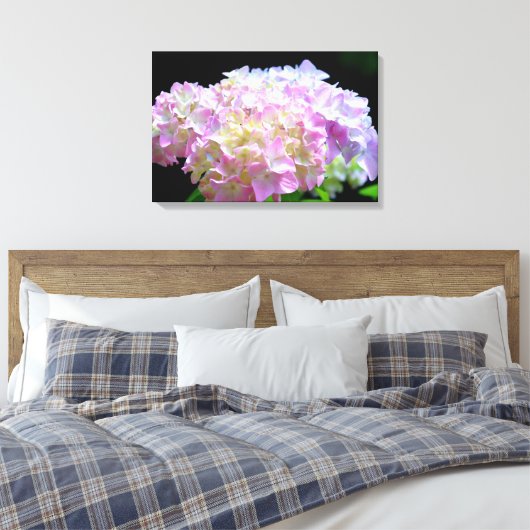 Morning Whisper-paarse Hydrangea Canvas Afdruk (Insitu (Slaapkamer))