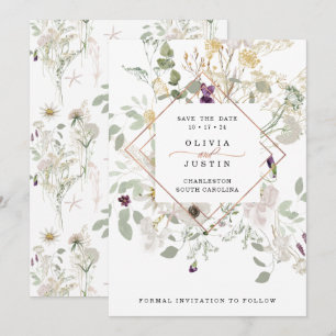 Morning Wildflower Fijne Roos Gold Geometric Save The Date