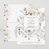 Morning Wildflower | Geometrisch sparen de Datum Aankondigingskaart (Voorkant / Achterkant)