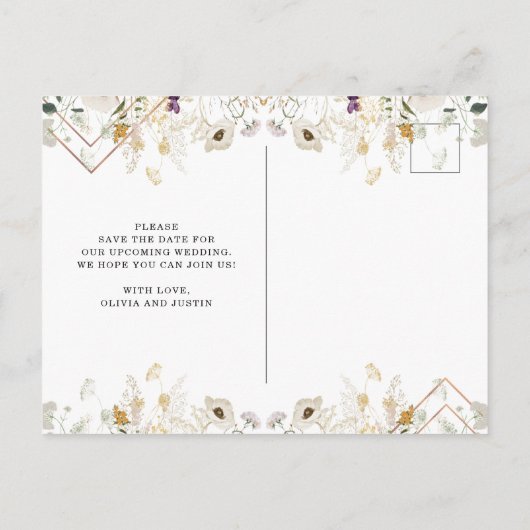 Morning Wildflower | Geometrisch sparen de Datum Aankondigingskaart (Achterkant)