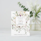 Morning Wildflower | Geometrisch sparen de Datum Aankondigingskaart (Staand voorkant)