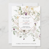Morning Wildflower | Roos Gold Geometric White Save The Date (Voorkant)