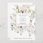 Morning Wildflower | Roos Gold Geometric White Save The Date (Voorkant / Achterkant)
