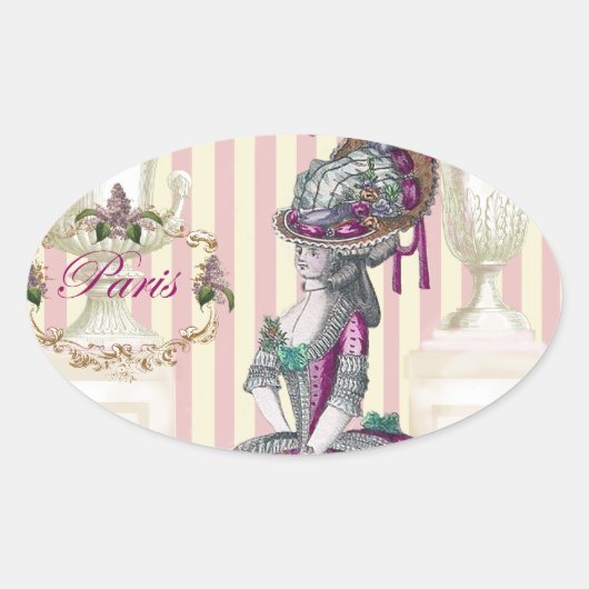 Morning zet de Champs-Élysées omlaag Ovale Sticker (Voorkant)