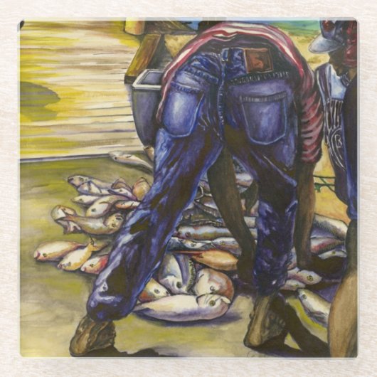 Morning's Catch, Harbour Island, Bahamas Glazen Onderzetter (Voorkant)