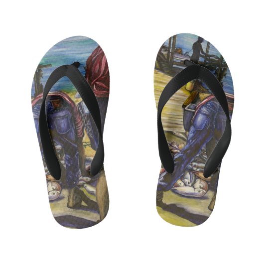 Morning's Catch, Harbour Island, Bahamas Kinder Teenslippers (Voetbed)