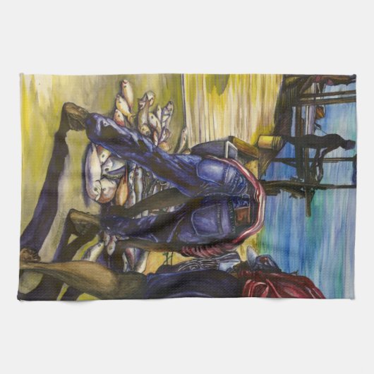 Morning's Catch, Harbour Island, Bahamas Theedoek (Horizontaal)