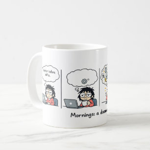 Mornings: een documentaire Grappige koffie strip Koffiemok