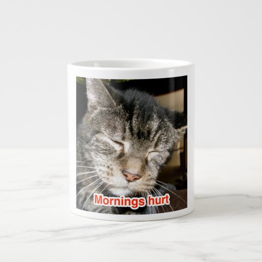 Mornings Hurt met "Kapitein" de FIV+ Cat Grote Koffiekop (Voorkant)