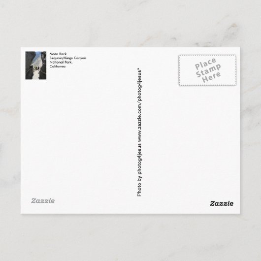 Moro Rock Sequoia National Park Briefkaart (Achterkant)