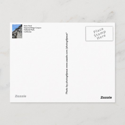 Moro Rock Sequoia National Park Briefkaart (Achterkant)