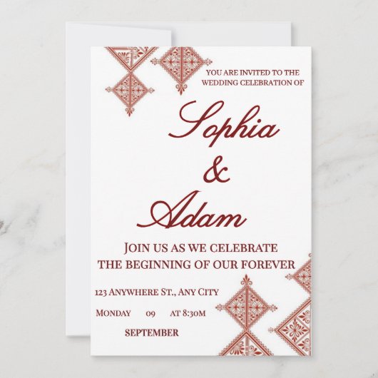 Moroccan Berber Pattern Wedding Invitation Bedankkaart (Voorkant)