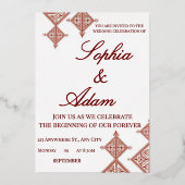 Moroccan Berber Pattern Wedding Invitation Folie Uitnodiging (Voorkant)