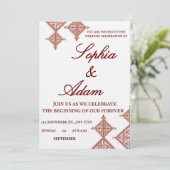 Moroccan Berber Pattern Wedding Invitation Kaart (Staand voorkant)