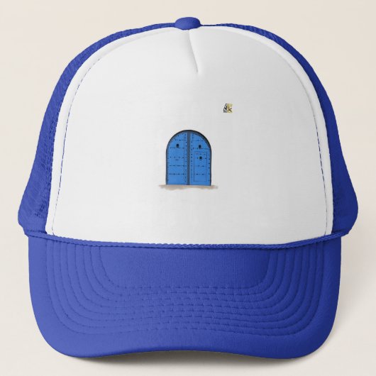 Moroccan Blue Door – Artistic Embroidered Cap Trucker Pet (Voorkant)