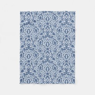 Moroccan Blue Grey Casbah Damask Fleece Deken