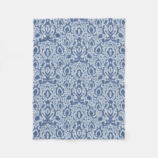 Moroccan Blue Grey Casbah Damask Fleece Deken (Voorkant)
