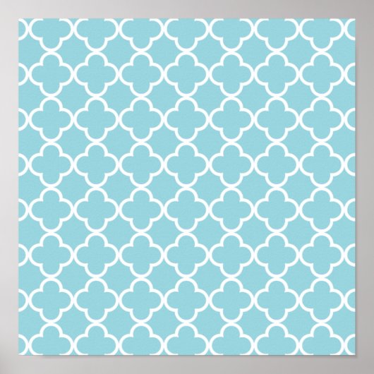 Moroccan Blue White Quatrefoil Pattern Poster (Voorkant)