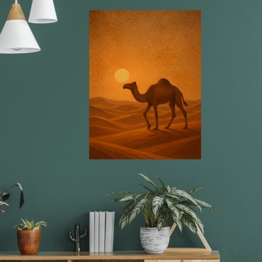 Moroccan Desert Camel Sunset Poster (Woonkamer 1)